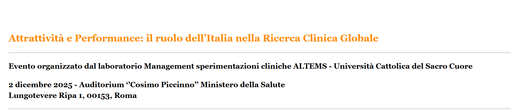 Attrattività e Performance: il ruolo dell’Italia nella Ricerca Clinica Globale